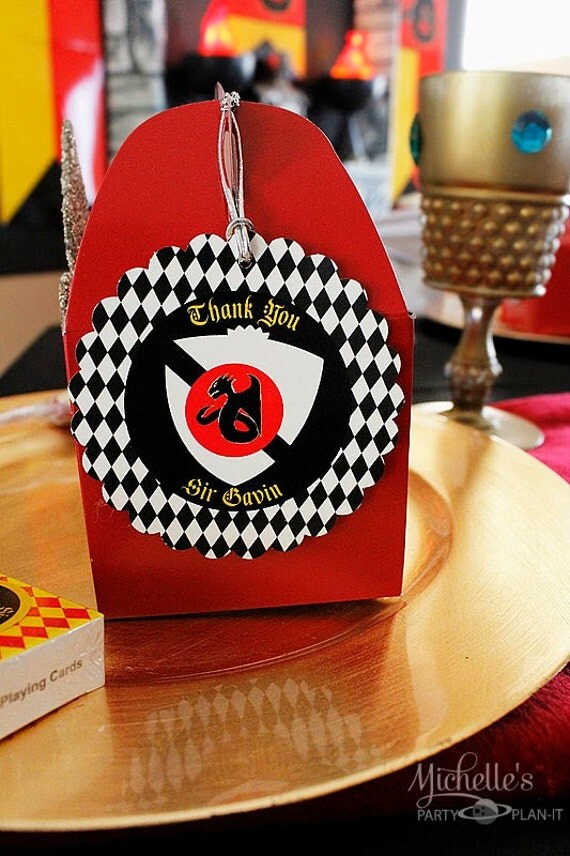 Set of 12 Jumbo Party Favor Tags Dragon Knights Il_570xn