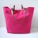 Hot Pink Beach Bag, Bright Pink Tote, Neon Pink Bag, Vacation Tote Bag, Linen Handbag, Linen Tote for Women