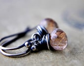 Excavation Drop Earrings Copper Rutilated Quartz Dangle PoleStar Sand Beach Nautical