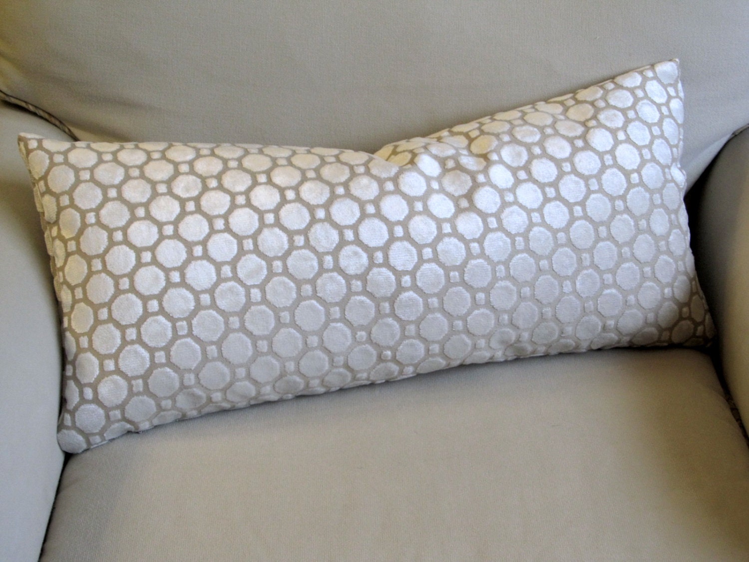 PEARL Raised Velvet geometric Large ready to use Sofa pillow 12x25