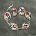 Vintage Rhinestone Bracelet Earrings Patriotic S5501
