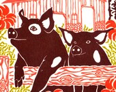 Two Pigs - Letterpress Card