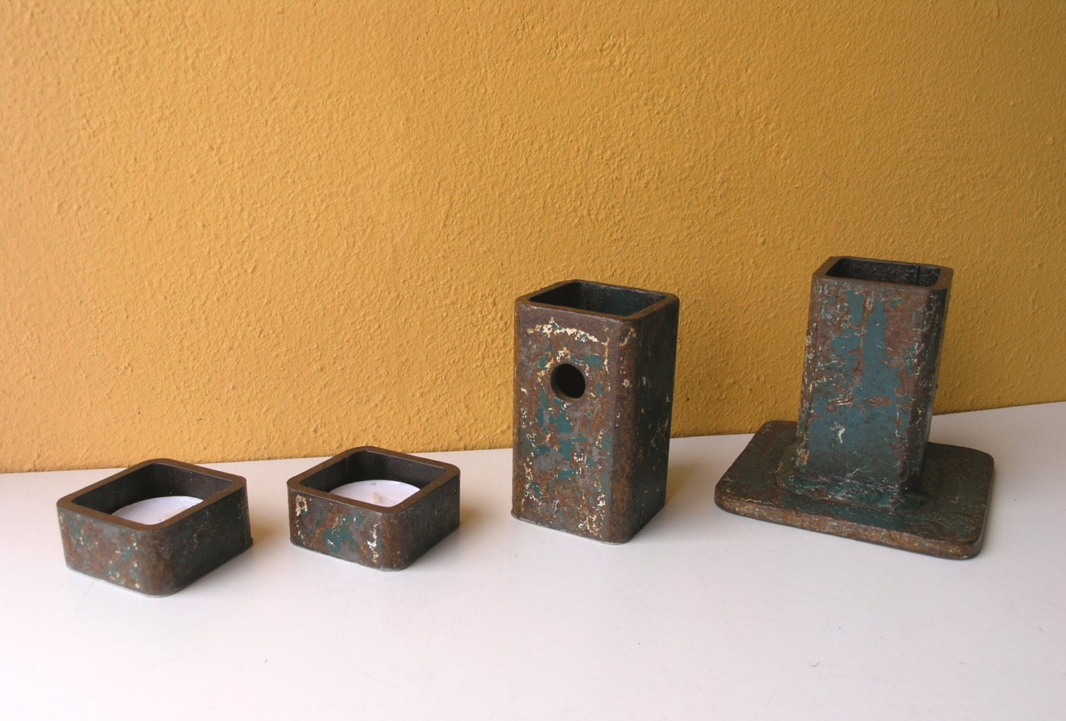His and Hers, Office Organizers, Tea Candle Holders, Industrial Decor Wedding Gift