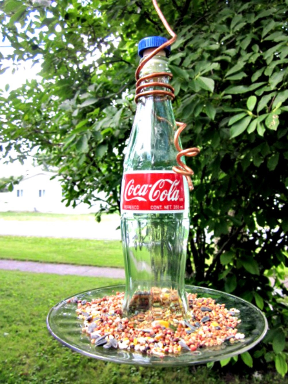 Coca Cola Bird Feeder Recycled Coke Bottle Bird by GlassGaloreGal