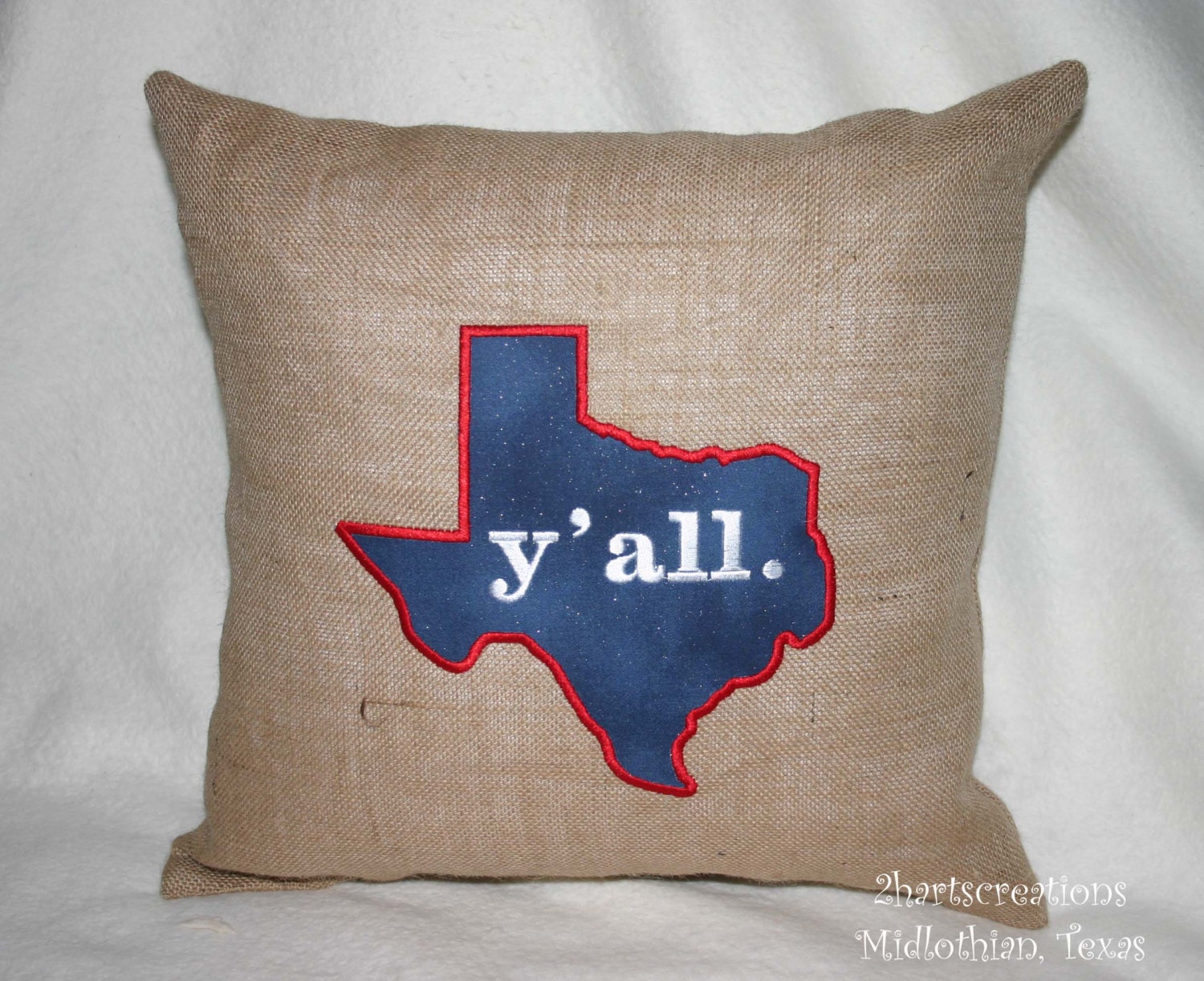 Texas "Y'ALL" BURLAP PILLOW Wedding House Warming Christmas College Birthday Mothers day Anniversary Gift