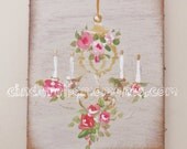 Dollhouse Painting Shabby Chic Chandelier Roses Hand Painted 1/12 Scale