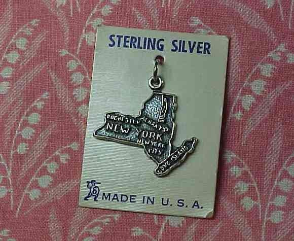 Vintage Sterling New York State map Charm on OC