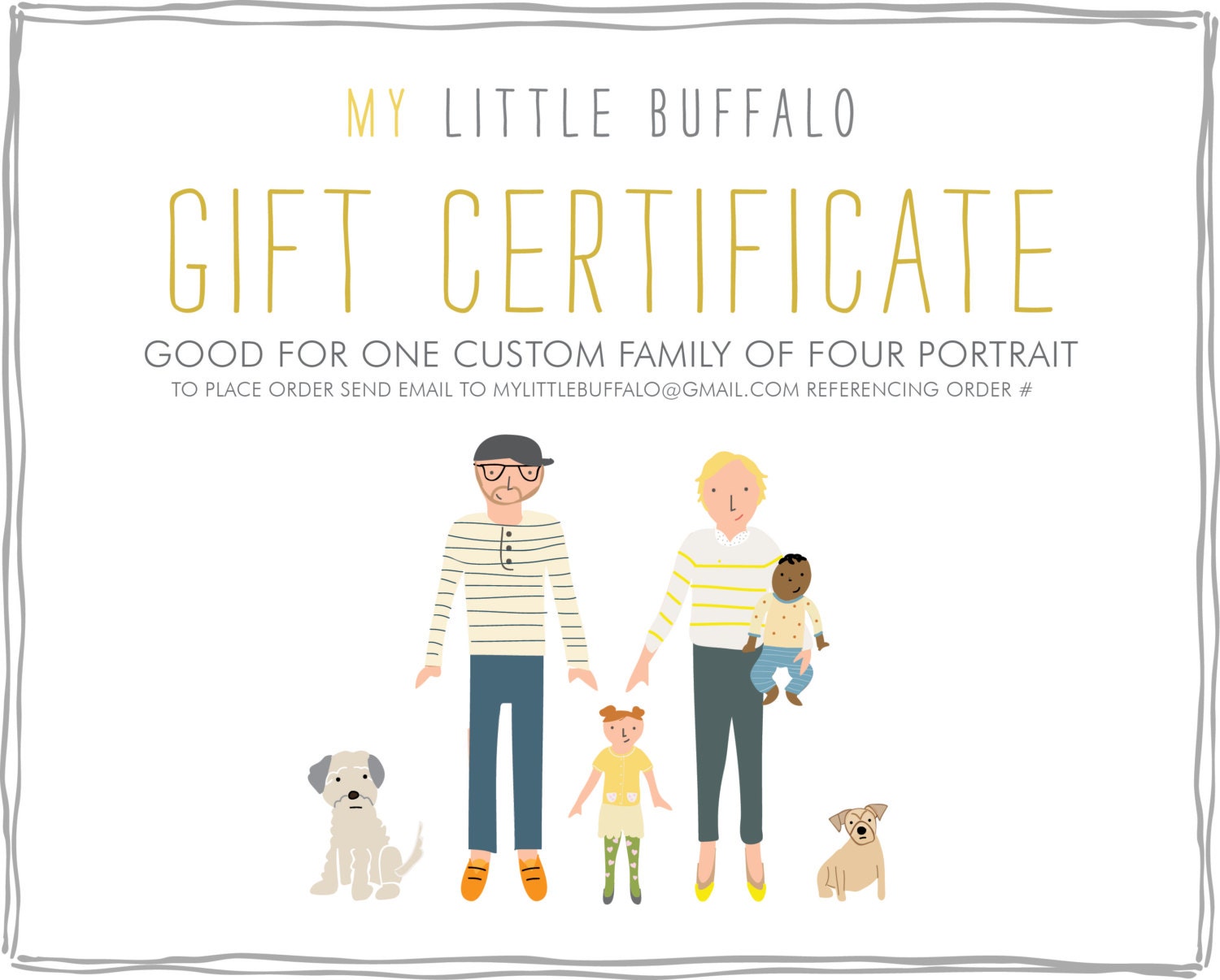 GIFT CERTIFICATE for a Custom Family Portrait by mylittlebuffalo