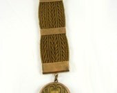 Antique memorial HAIR WORK locket watch chain Dated sweetheart heart front