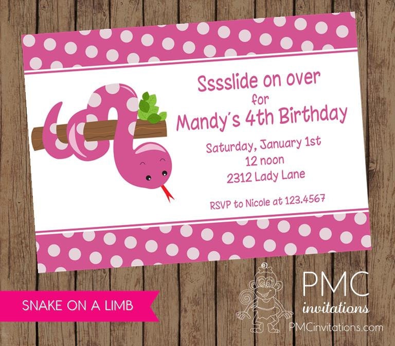 Dotted Snake Birthday Party Invitations - 1.00 each with envelope Il_570xn