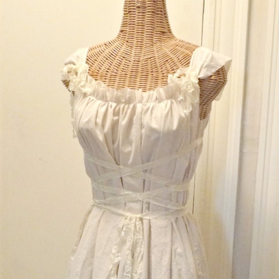 Ivory Gretel Tunic Top Girl In The Fireplace Mini Dress Corset Ribbon Tie Belt Tattered Womens