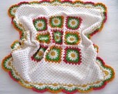 MADE TO ORDER Handmade Crochet 100 % Soft Acrylic Baby Girl First Flower Daisy nursery blanket  / afghan granny squares 31 by 31 inch