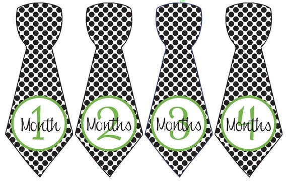 Monthly Milestone Stickers Baby Month Stickers Baby Boy Green Black Polka Preppy Tie Month Milestone Stickers Baby Shower Gift Steven-T Il_570xn