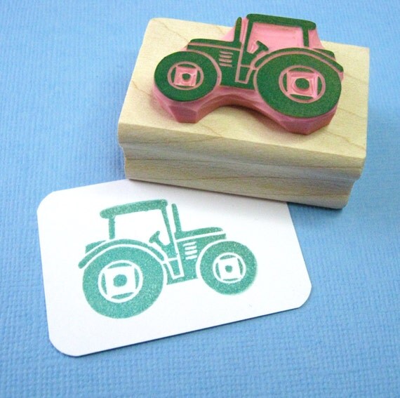 Tractor stamp Little Tractor Hand Carved by skullandcrossbuns
