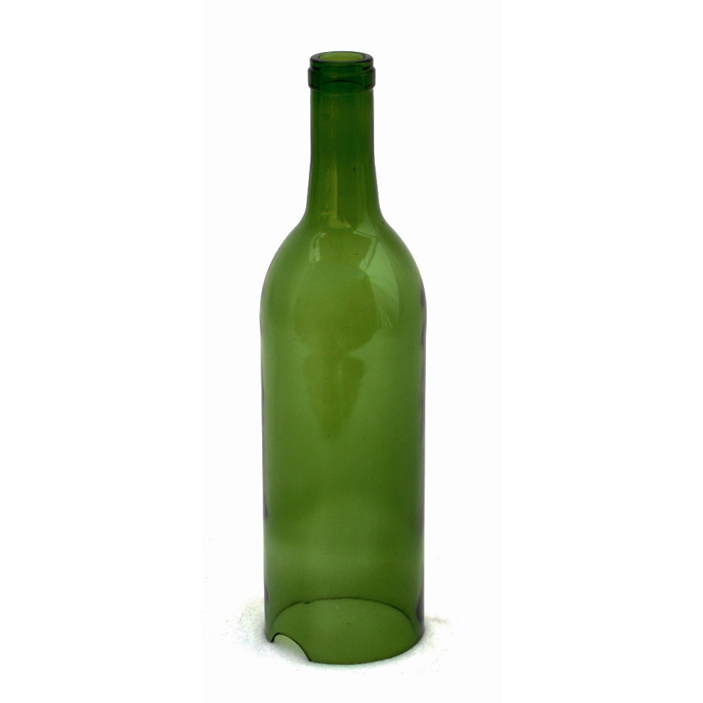One Small Green Wine Bottle Hurricane // Recycled 750 ml Glass Bottle