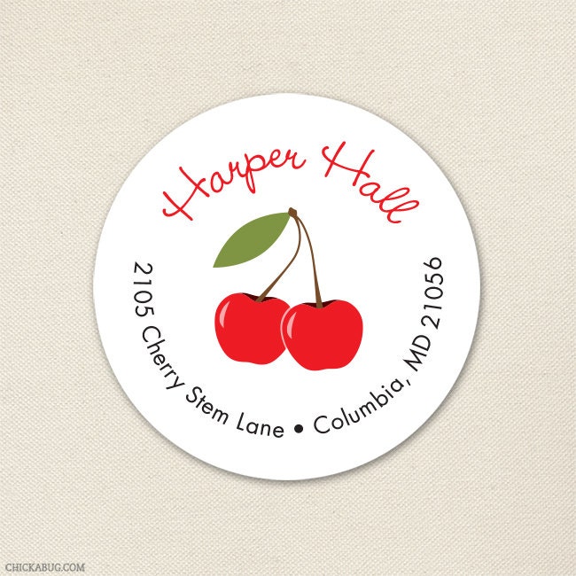 Cherry party - Personalized address labels - Sheet of 24 Il_570xn