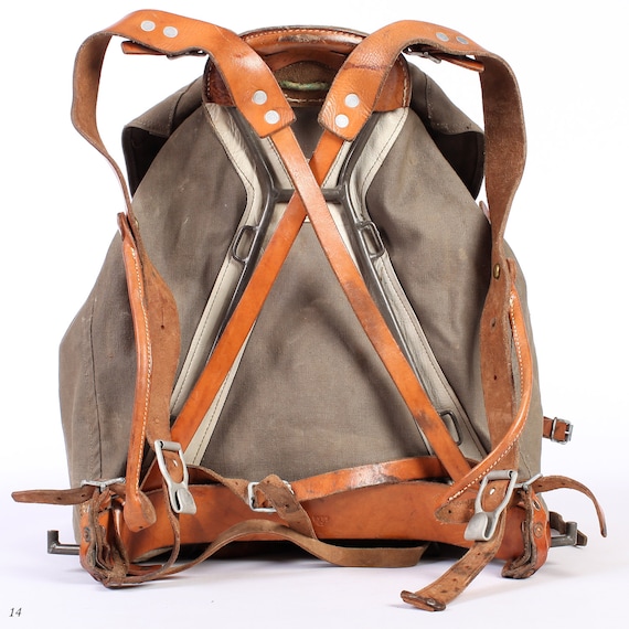 1930s Backpack . Canvas Rucksack . External Frame by BetaMenswear