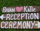 NAME YOUR SIGN  rustic 3 Barn wood Reclaimed Wedding Party Birthday Events Reunion Signs w/ Stakes direction country western directional