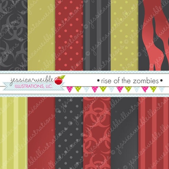 Rise of the Zombies Digital Papers - Spooky Papers - Halloween Papers - Halloween Background - Blood Papers - Digital Backgrounds Il_570xn
