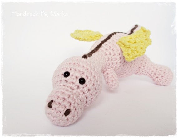 Amigurumi baby dragon crochet stuffed baby rattle soft by ...
