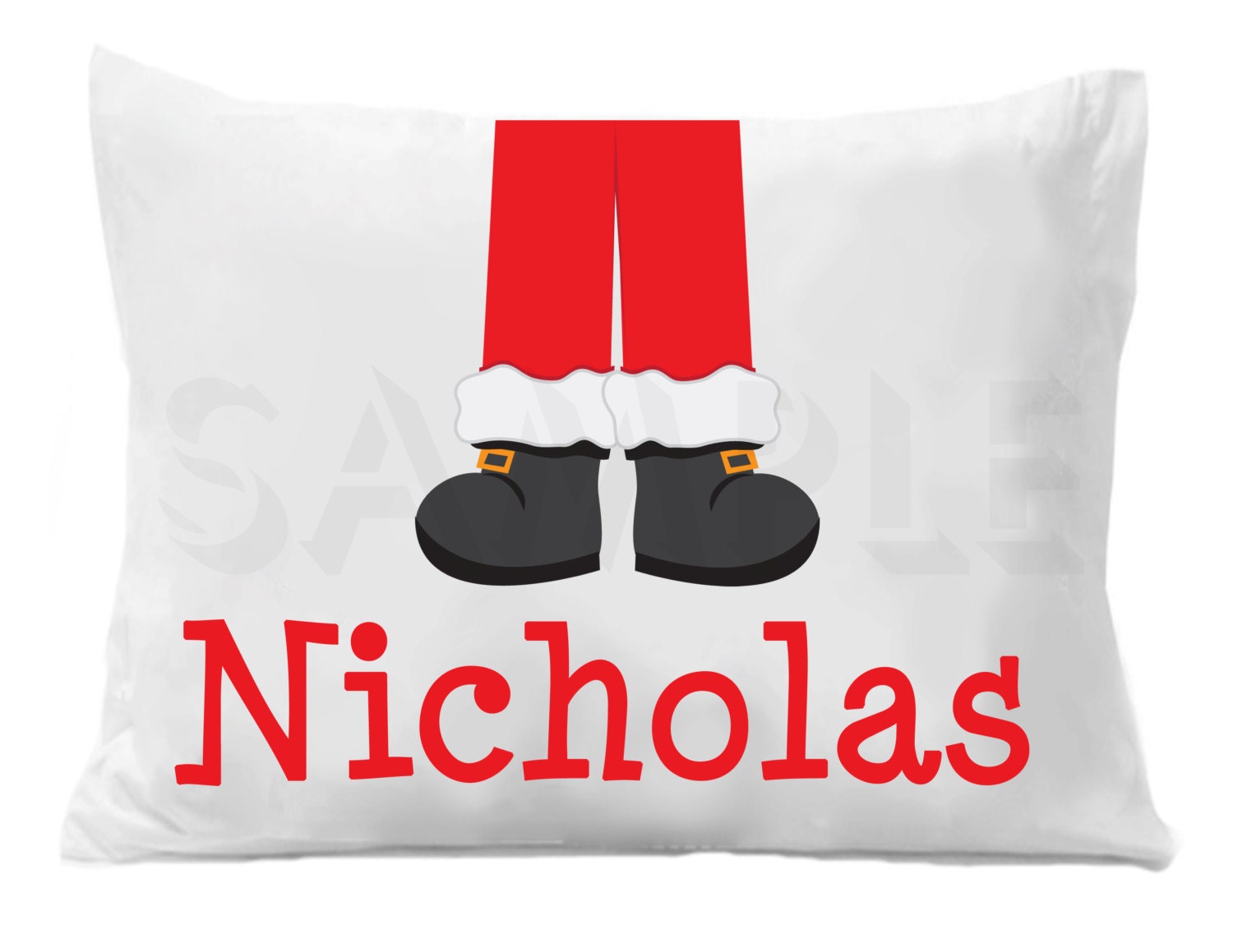 Santa Claus Feet Personalized Pillow Case , Christmas Pillow Case Boys or Girls Il_570xn