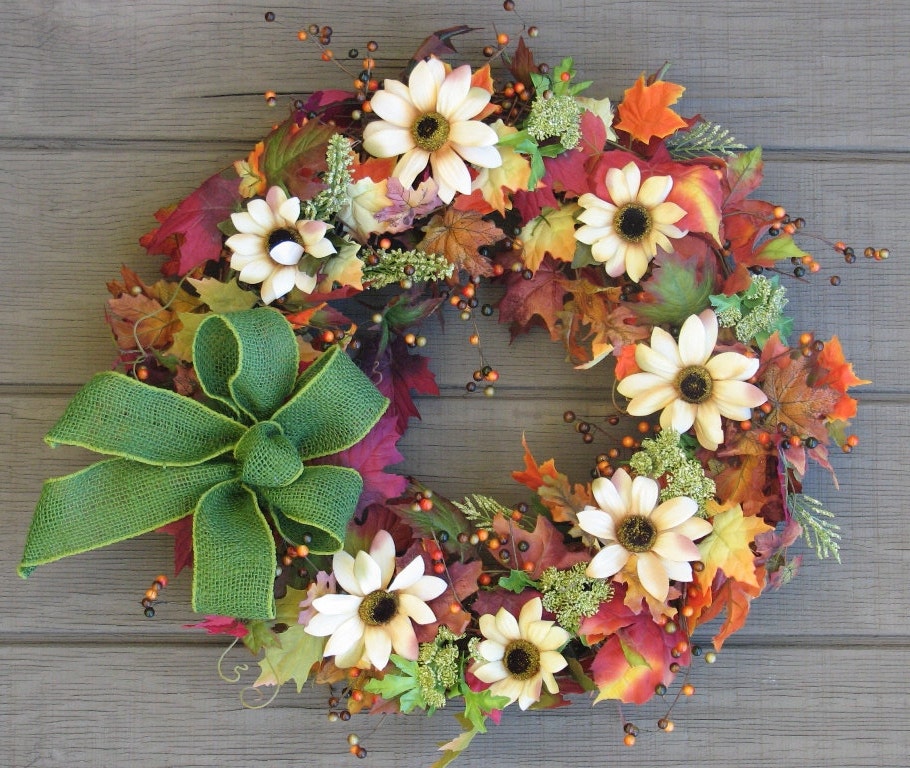 Fall Wreath, Bright Colors of Autumn, Door Wreath