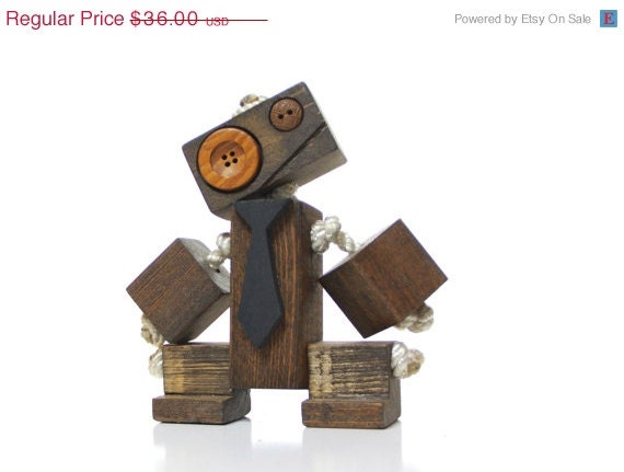 ON SALE Toy robot, wood robot, children's gift, handmade robot, ooak