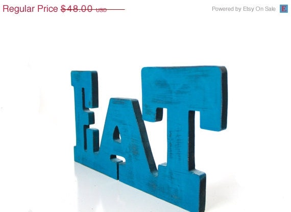 ON SALE Wall hanging wooden EAT sign for home decor