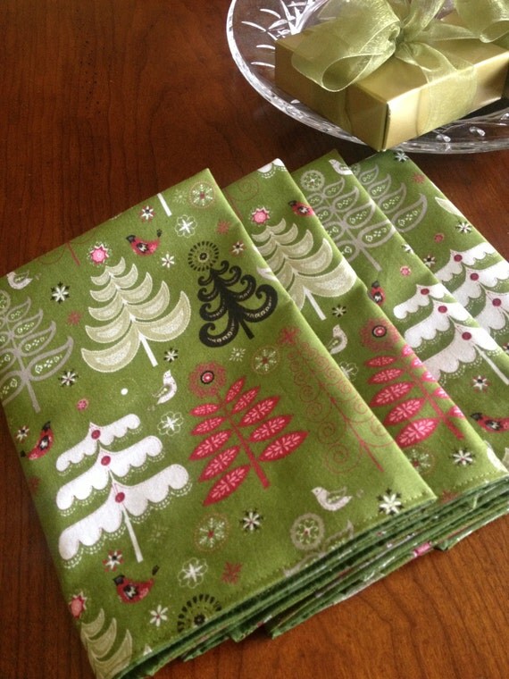 Christmas Elegant Holiday Tree Napkins by SewMuchtoSell on Etsy