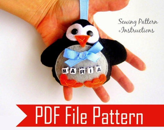 Christmas Penguin Ornament PDF Sewing pattern , PDF instant Download A804 Il_570xn