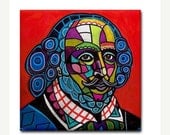 SALE ENDING - Shakespeare Art Tile Ceramic Coaster Print of Painting by Heather Galler - Modern Abstract Folk Art Black