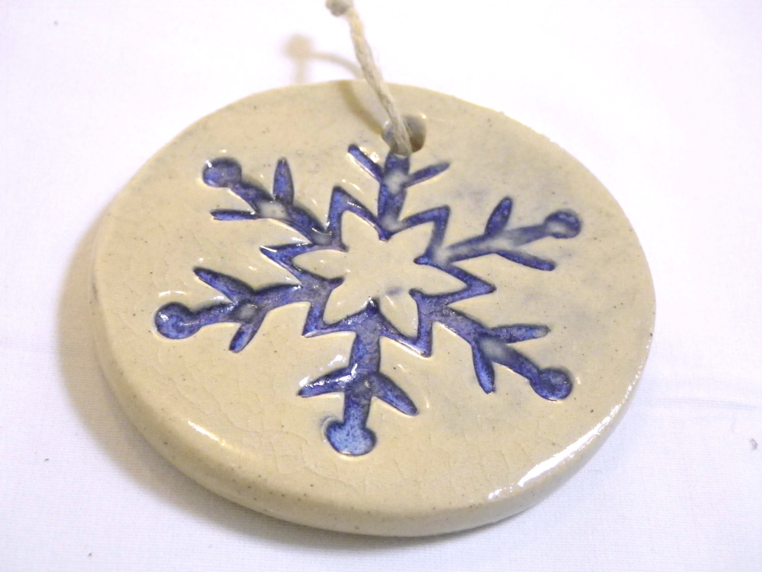 3 Ceramic Snowflake Christmas Ornament/ by ChristieConeCeramics