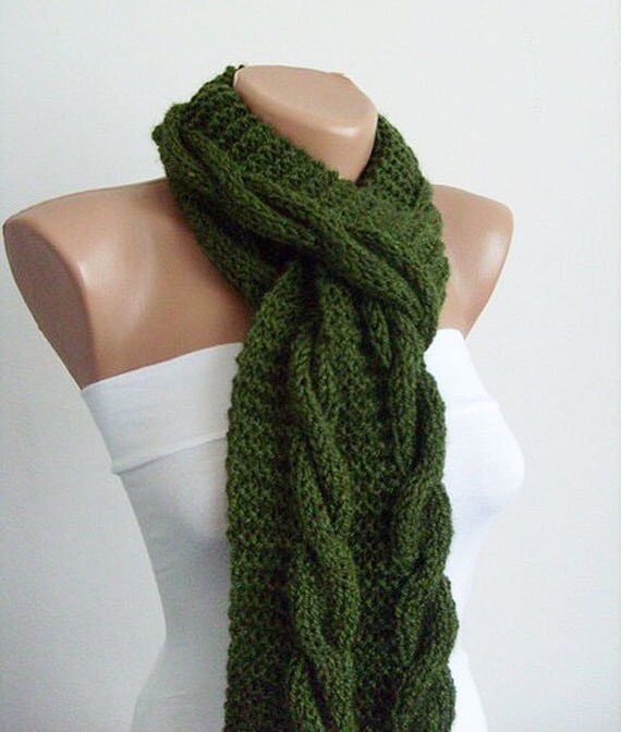 Cable Knit Scarf Hand Knit Scarf Mens Scarf Womens by KnitsbyVara