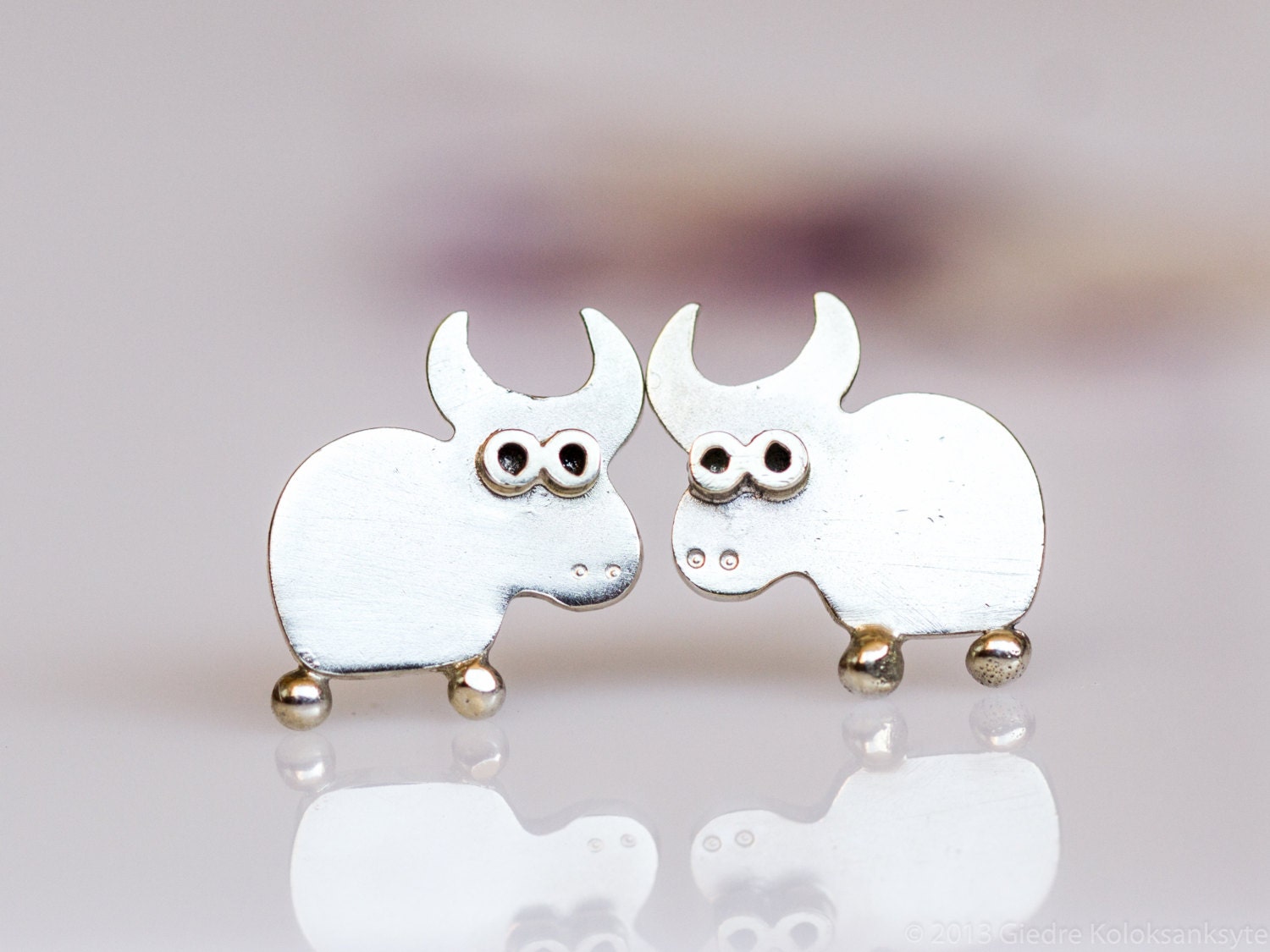 OX Stud Earrings Sterling Silver Mini Zoo series by karramba