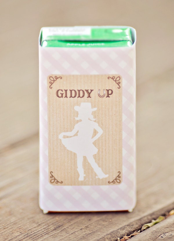 Cowgirl Party Juice Box Wraps/Labels