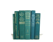 Vintage turquoise Blue Green  Decorative Books , Photo Props , Vintage Wedding Decor - DecadesOfVintage