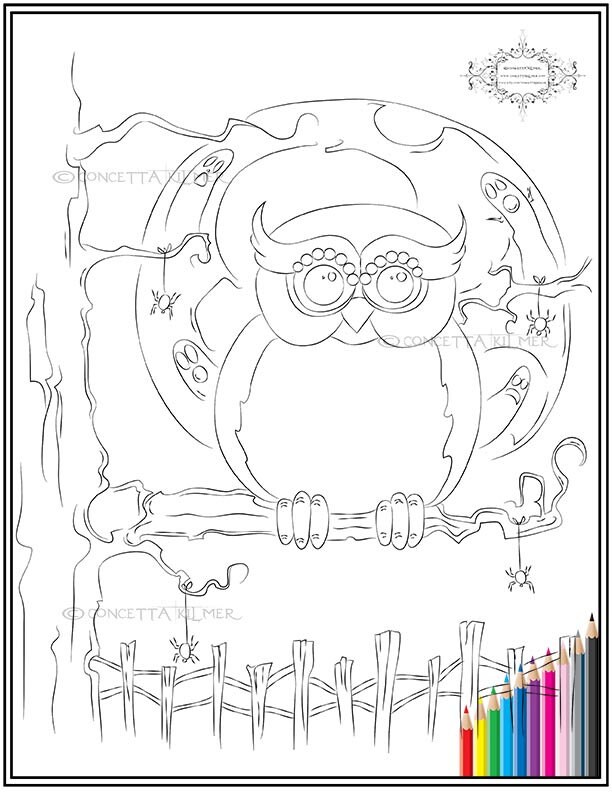 Items similar to Halloween Owl Coloring Page - Halloween Hooty - Owl