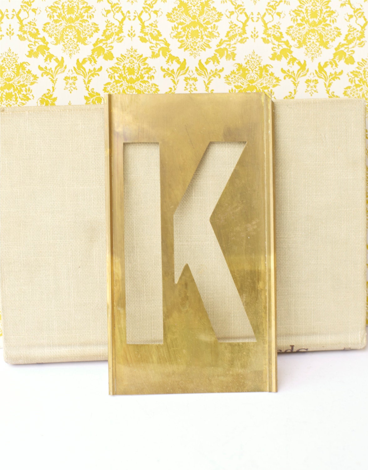 Brass Stencil Metal Old Industrial Display Decor Cottage Chic K Alphabet