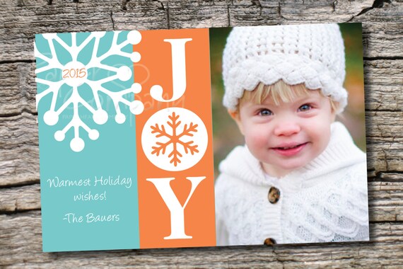 BOLD SNOWFLAKE Christmas Holiday Photo Card, Digital holiday- diy, you print, printable Il_570xn