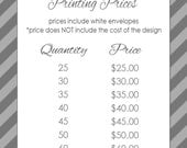 PRINT PRICING for 100 lb. matte cardstock for 25 prints (includes white envelopes ) - Printing Service Il_170x135