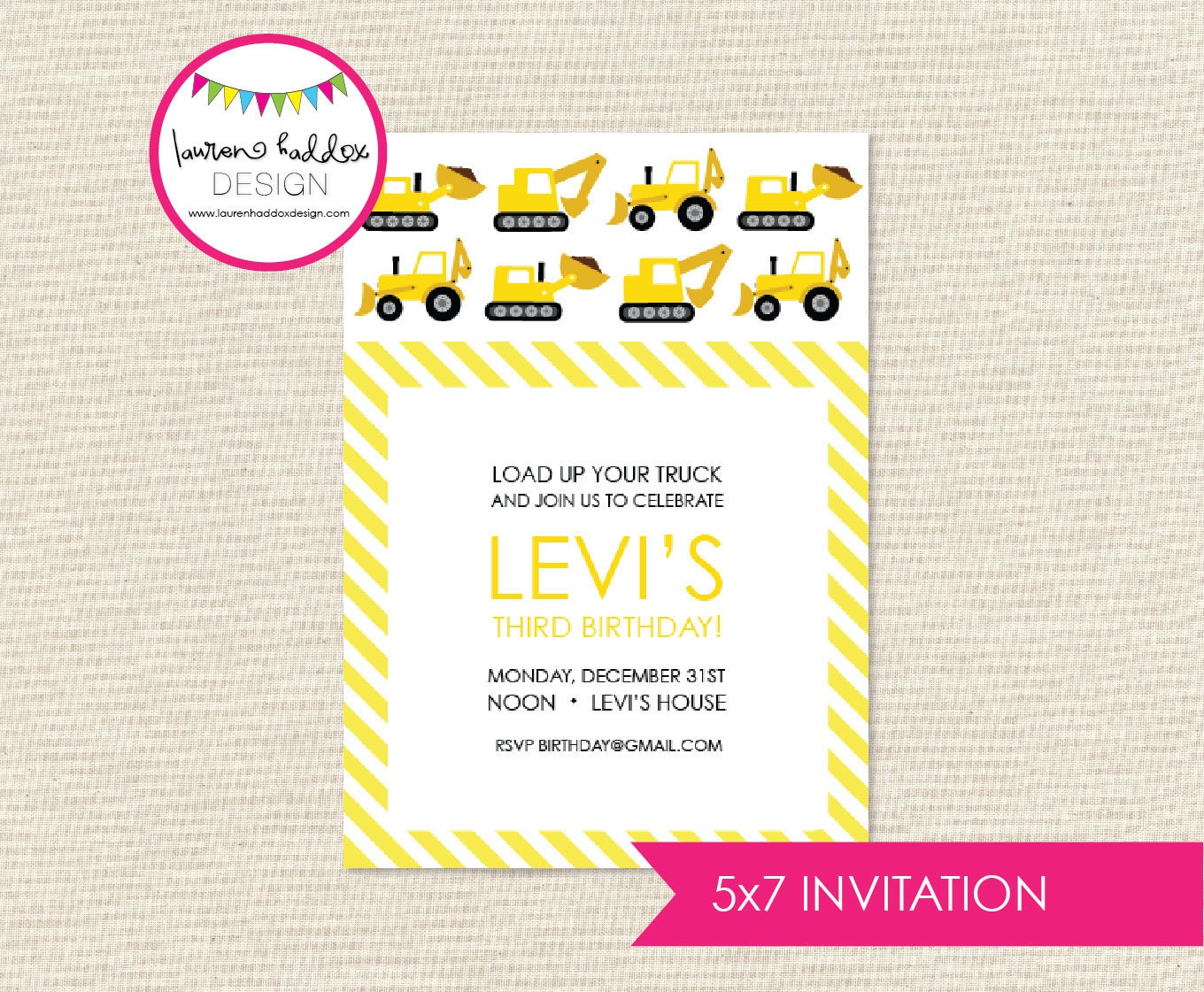 DIY, Modern Dump Truck Birthday INVITATION Il_570xn