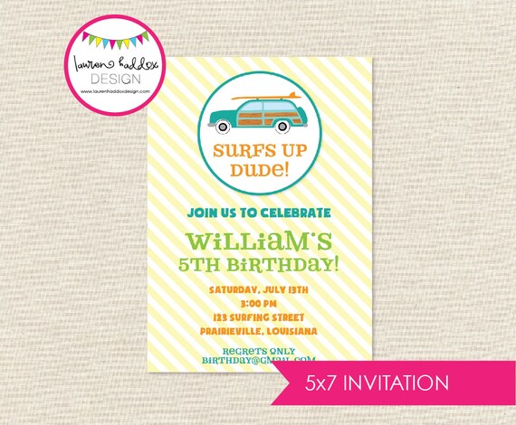 Surf's Up Birthday INVITATION Il_570xn