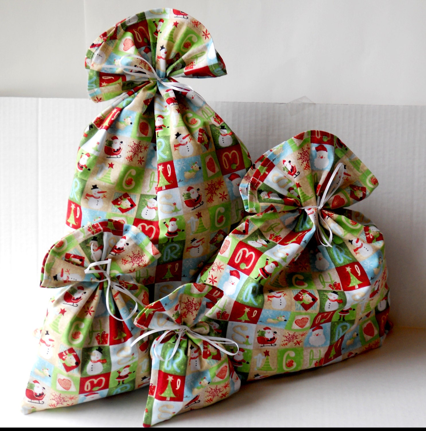 reusable cloth christmas bags