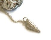 Shell pendant, shell necklace, sterling silver chain, satin finish