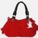BAG // Red Handbag- Celebrity Style With Genuine Leather Handles- shoulder bag- crochet bag hand made