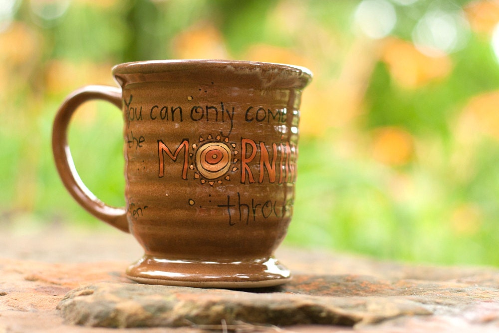 J.R.R. Tolkien "You can only come to the morning through the shadows" Huge, mocha brown mug - LOTR