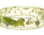 Resin Bangle- Real Flower Jewelry-Flower Bracelet-Resin Jewelry- Green Bracelet- Green Leaf- Green Jewelry- Resin Bangle