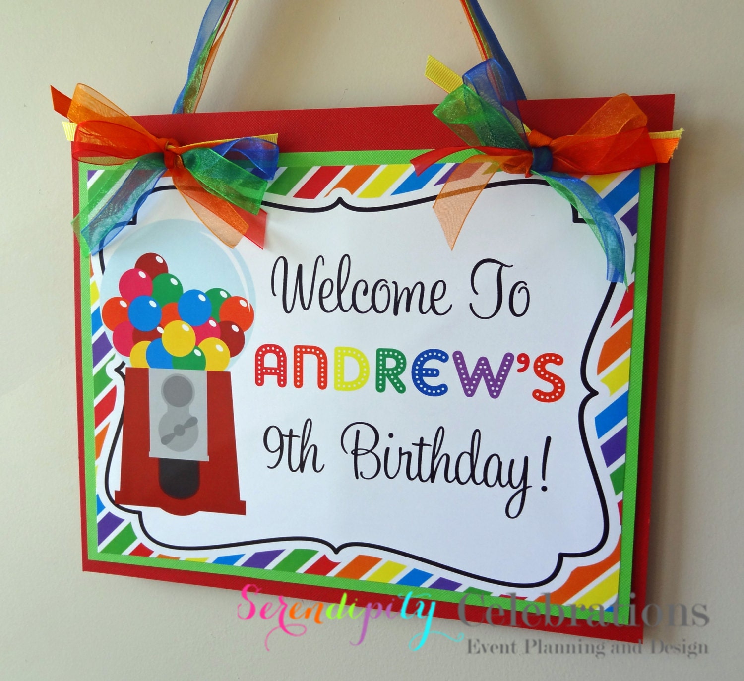 Gumball Door Sign, Party Sign, Hanging Sign -Rainbow -Colorful -Candy -Gumball Birthday -Baby Shower -Birthday Il_570xn