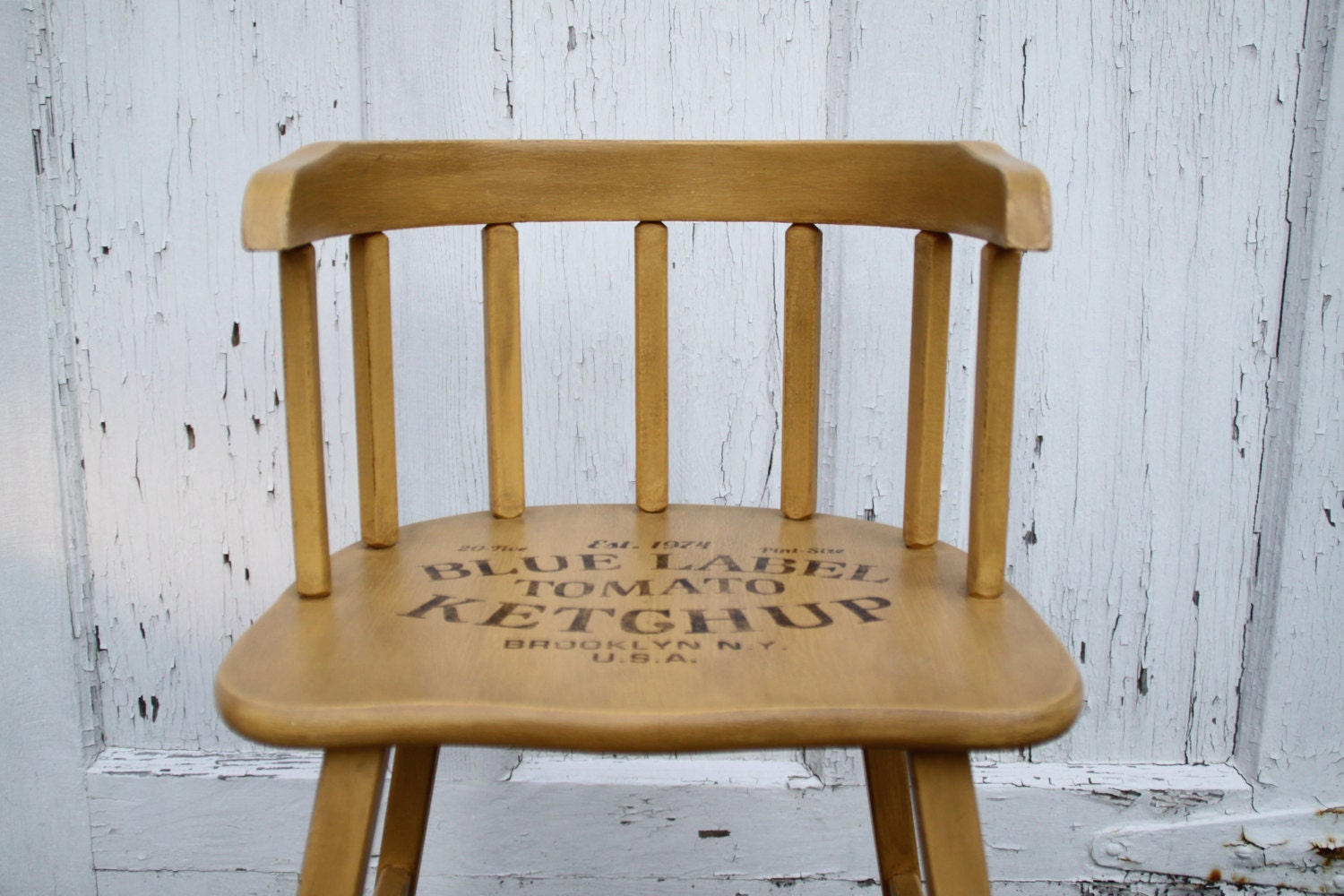 Cute! Typography Accent Chair - Up-cycled Vintage High Chair  - Hand-painted Furniture - leelyn