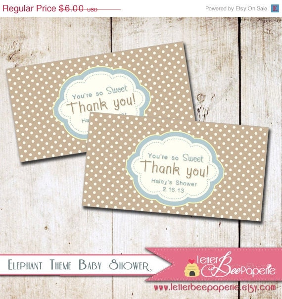 ON SALE Baby Elephant Favor Bag Topper for Baby Shower / Birthday Parties - DIY Printable Party Decorations - Thank You Tag - Favor Box Lab Il_570xn